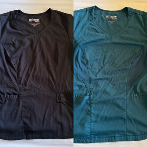 Grey's Anatomy Black and Teal Scrub Top